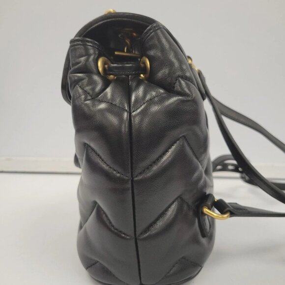 (75520-1) Gucci Marmont Black Backpack - Picture 4 of 15